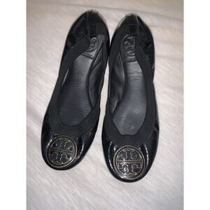 Tory Burch Caroline Black Patent Women’s Black Leather Ballet Flats Size 5